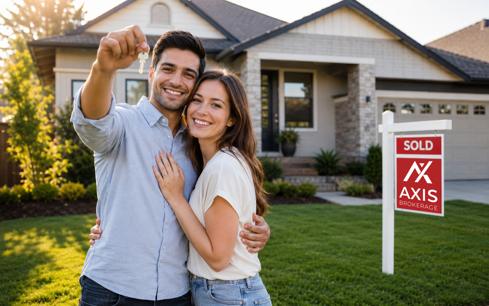 Home buyers touring a property